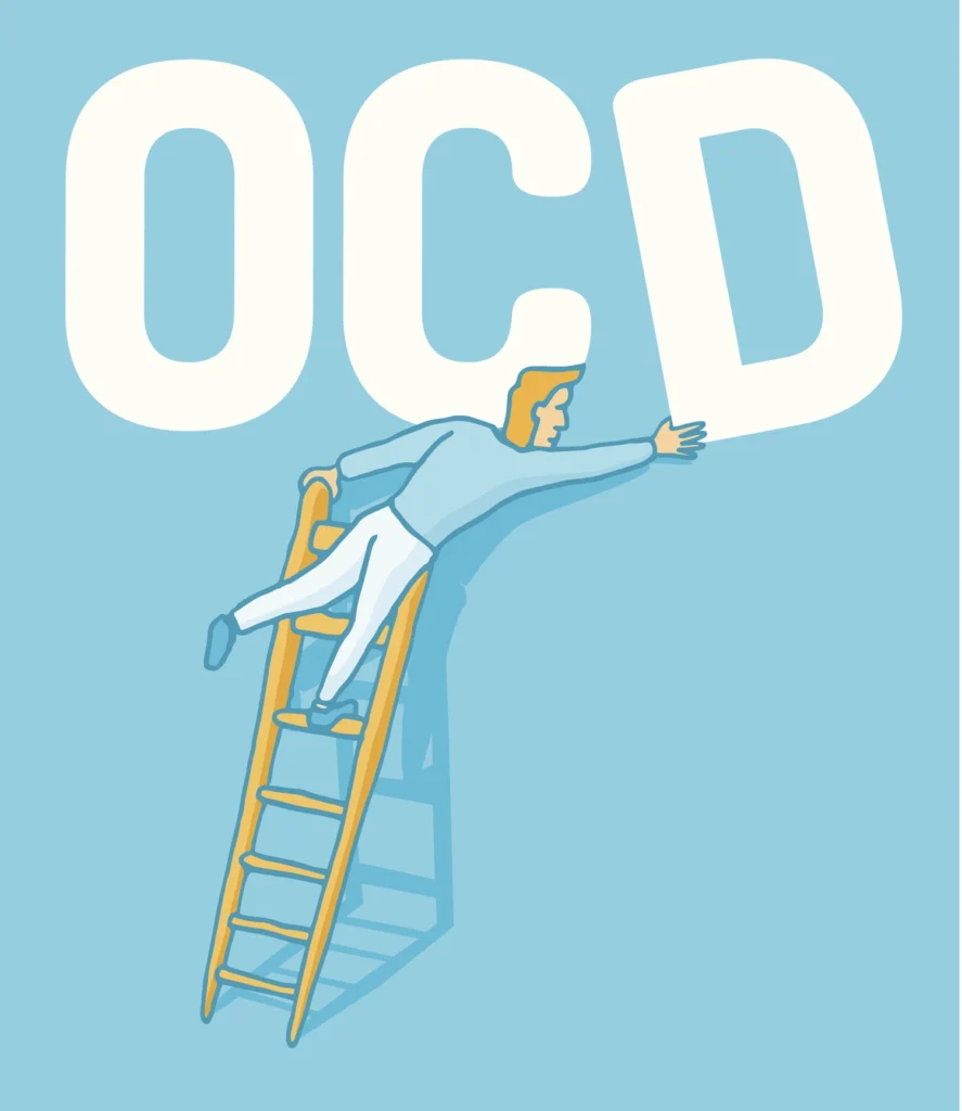OCD, person fixing letter "D"